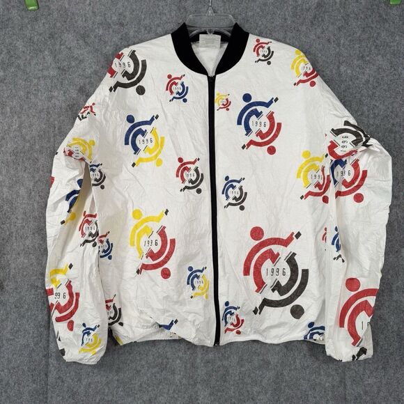 Leslie Jordan VINTAGE Tyvek‎ Zip Jacket Mens Small 1996 Cycling Sports Artwear - Picture 1 of 13